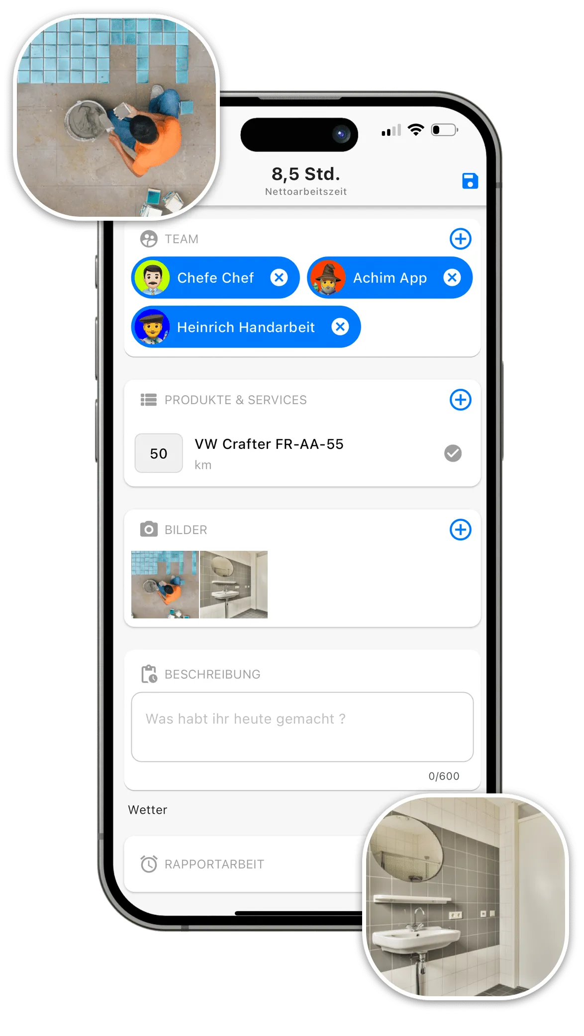 Zeiterfassung Fliesenleger App