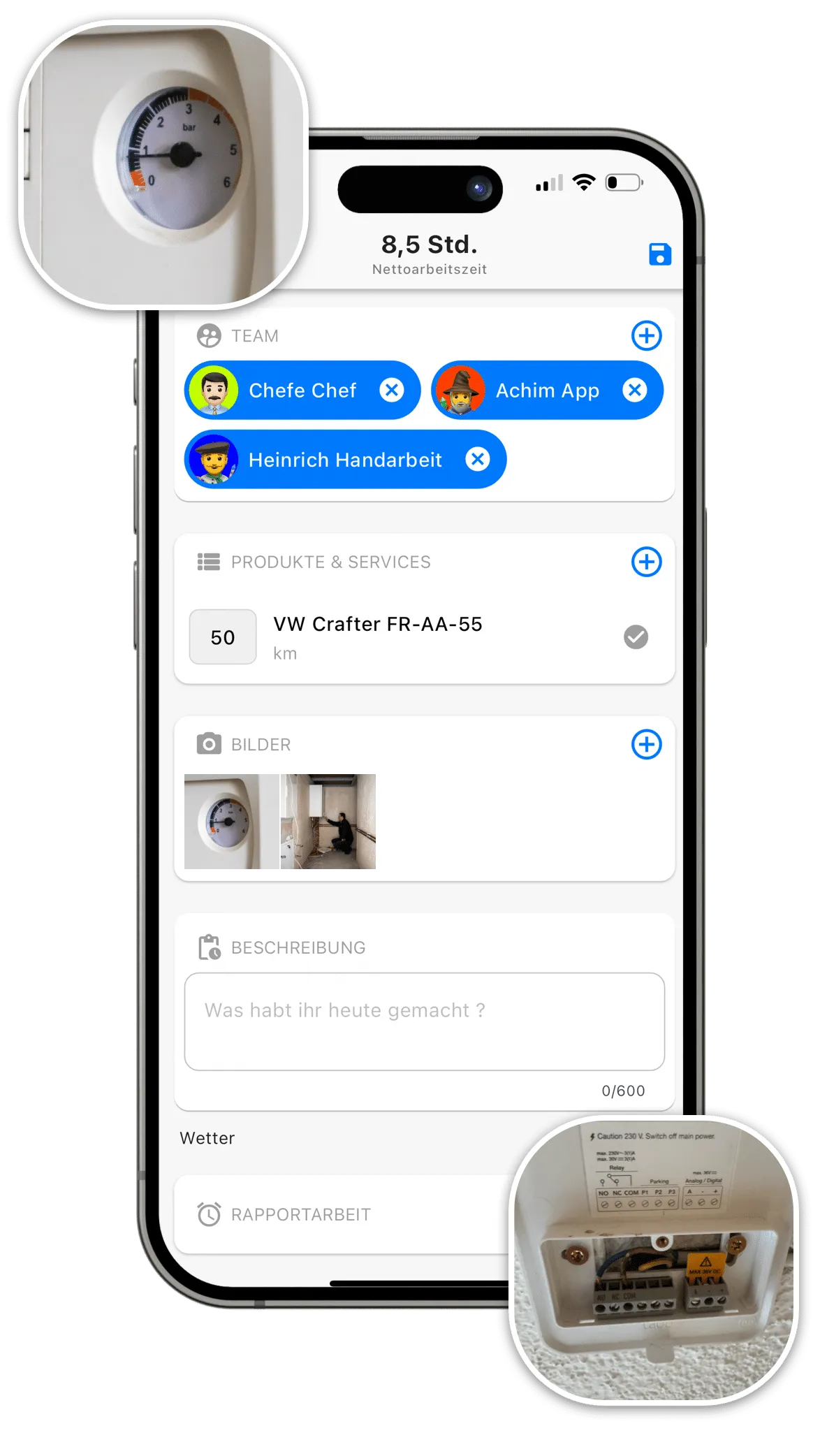 Zeiterfassung Installateure & Heizungsbauer App