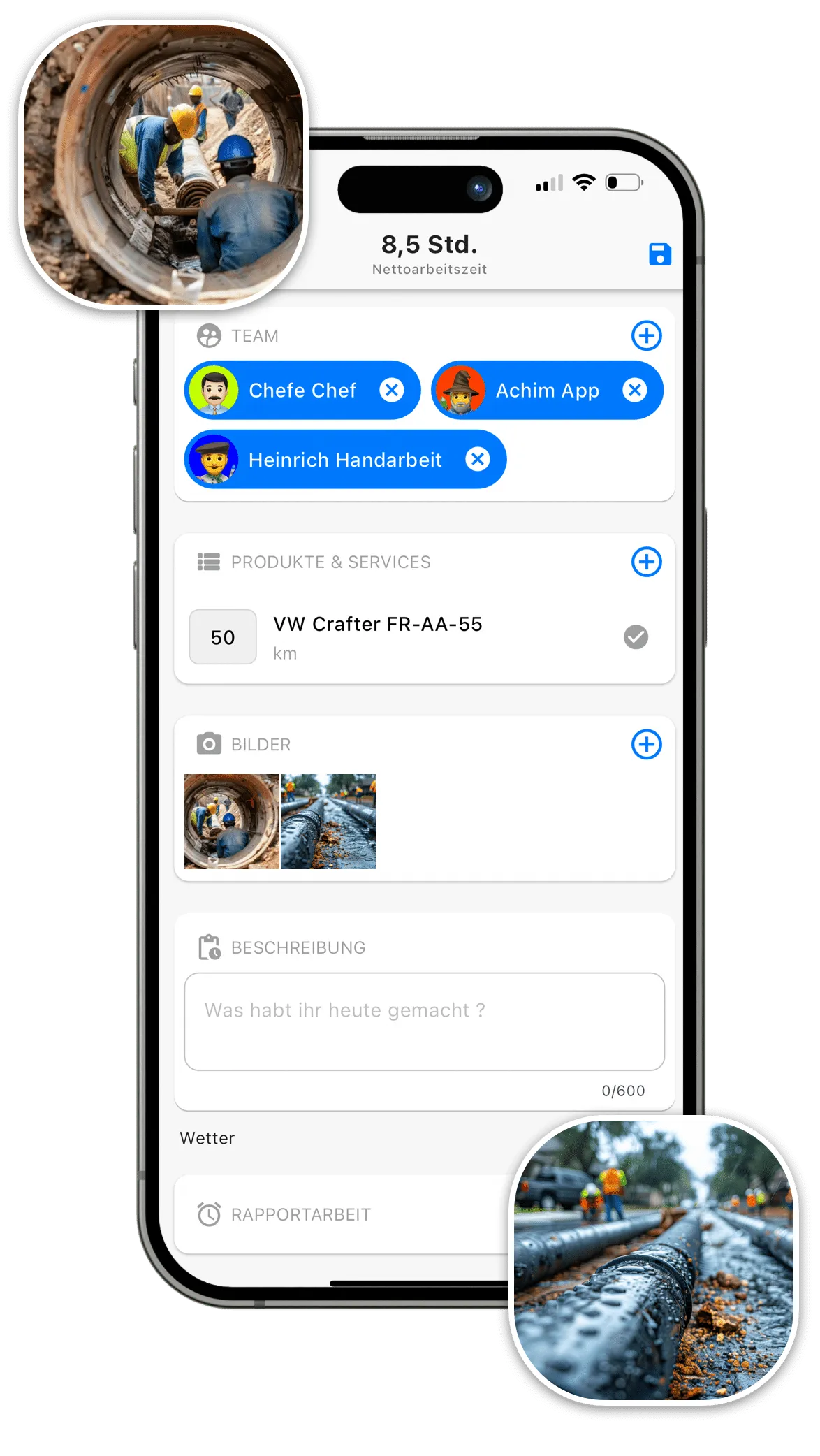 Zeiterfassung Maurer & Betonbauer App