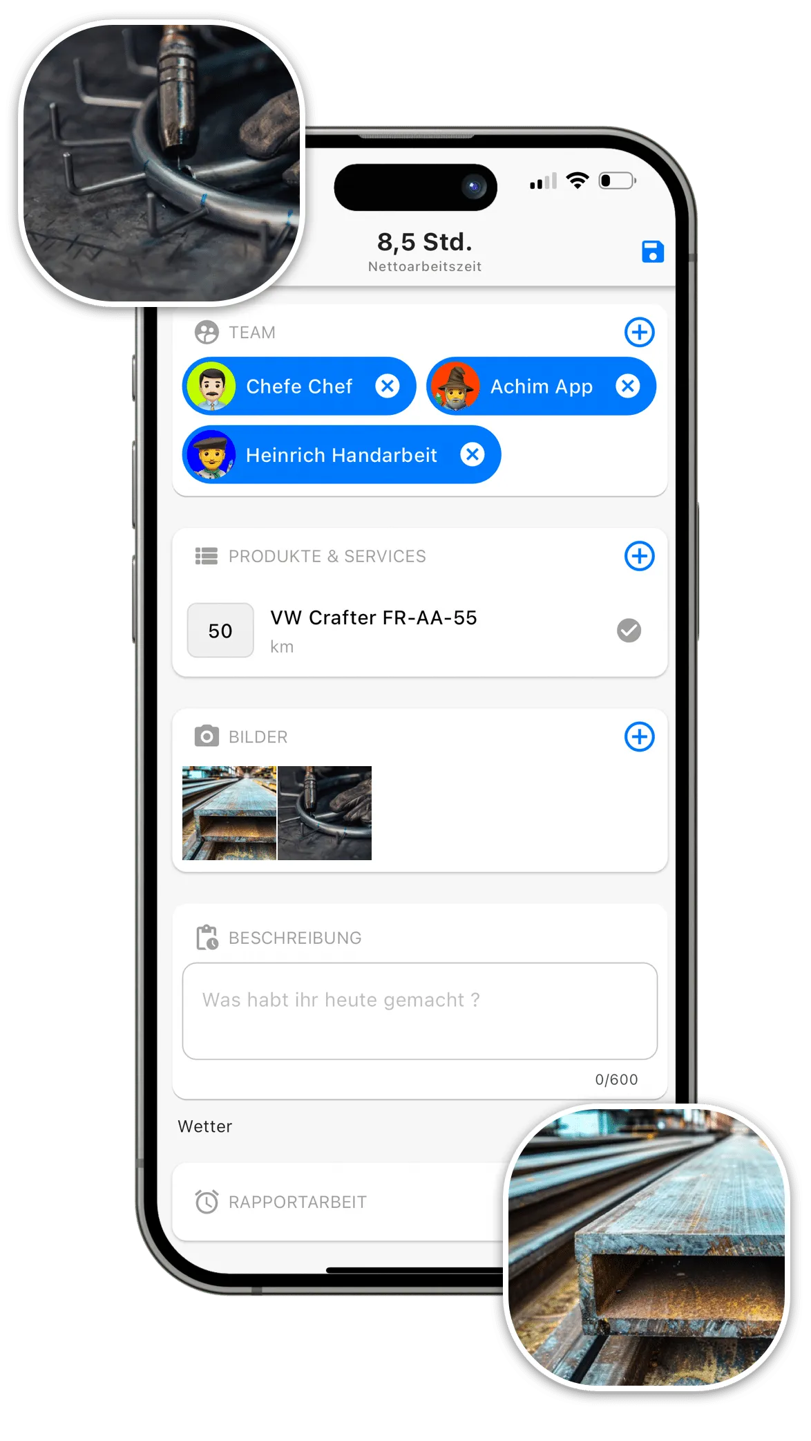 Zeiterfassung Metallbauer App